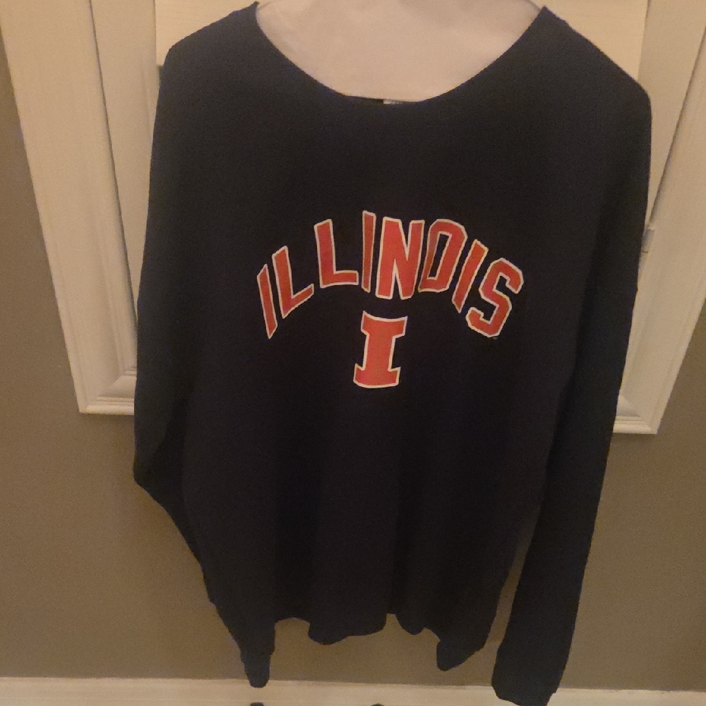 Tultex Illinois Crewneck Sweater - Navy and Red